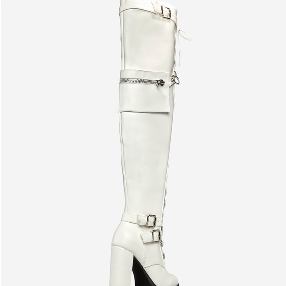 White over the knee heel boots - Picture 3 of 4